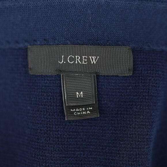 J Crew Top Womens Medium Navy Blue White Ruffle Sweater Cotton Knit Whimsy - Picture 3 of 12